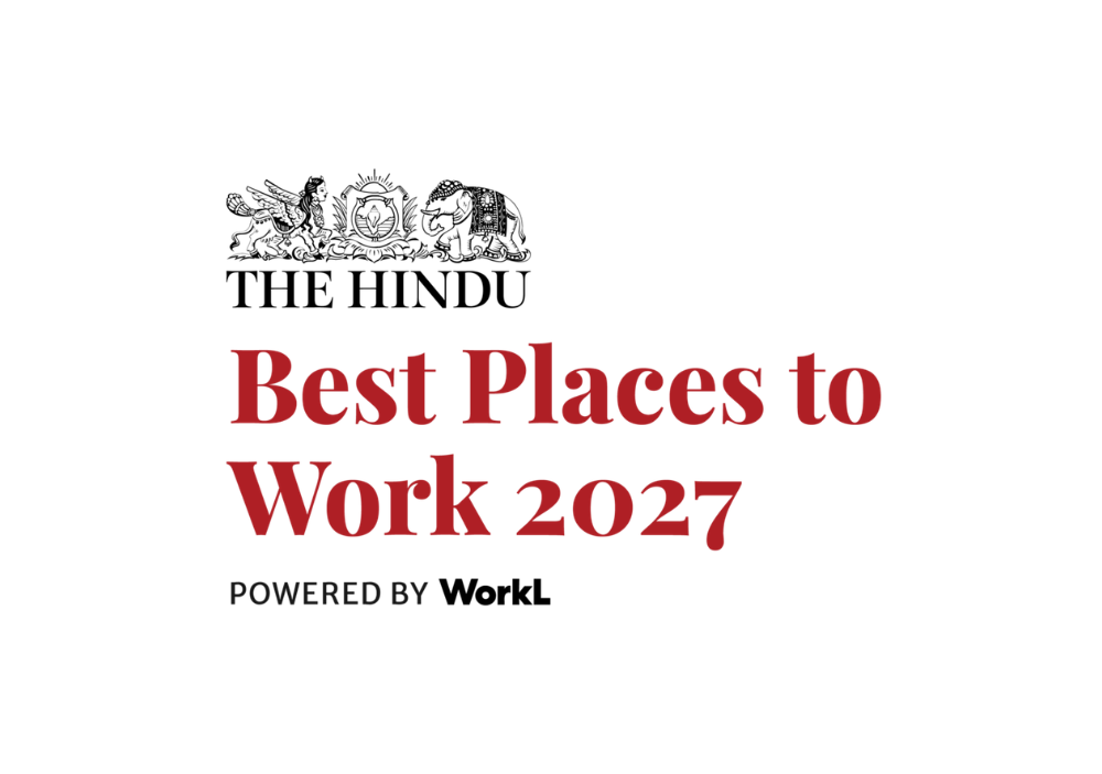 Logo of The Hindu newspaper above the text "Best Places to Work 2027" in red serif font, with "Powered by WorkL" at the bottom.