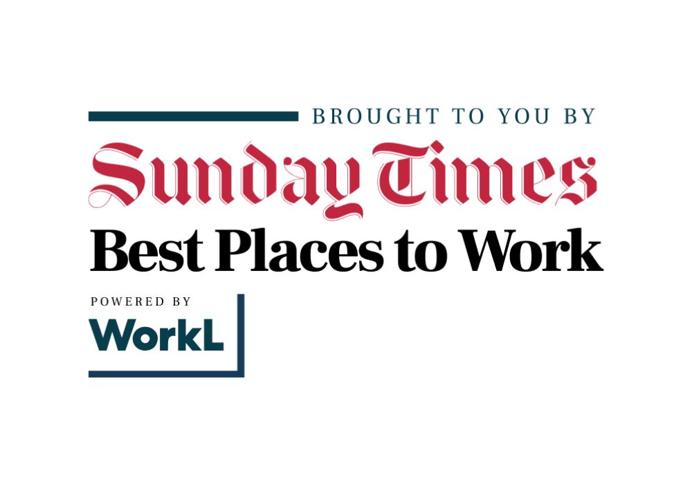 Sunday Times Best Places to Work powered by WorkL logo.