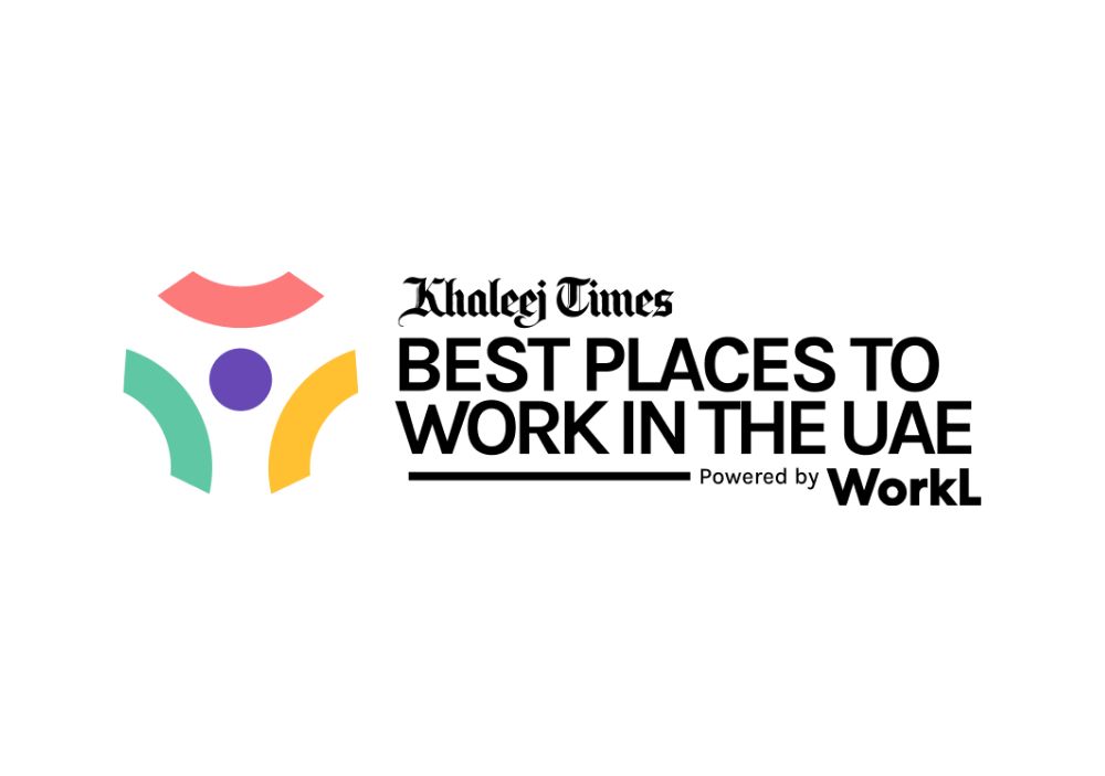 Logo for Khaleej Times Best Places to Work in the UAE, powered by WorkL.